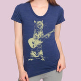 Cat playing guitar womens tri blend shirt