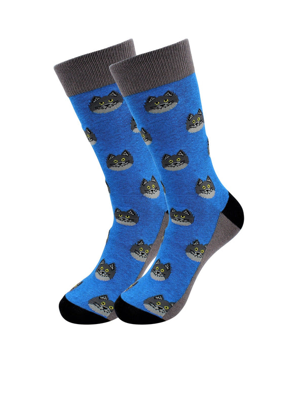 Sick Socks – Blue Cat – Animals Casual Dress Socks
